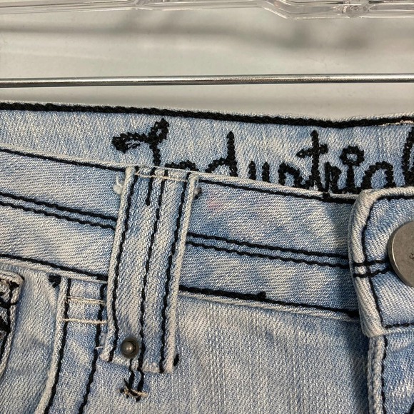 INDUSTRIAL Cotton Light Wash Boot Cut Denim Jeans Junior's Size 5 Navy Contrast - Picture 3 of 12